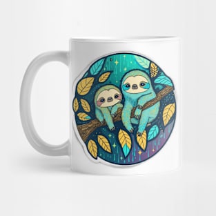 Cool Blue Sloths Hanging in Tree Mug